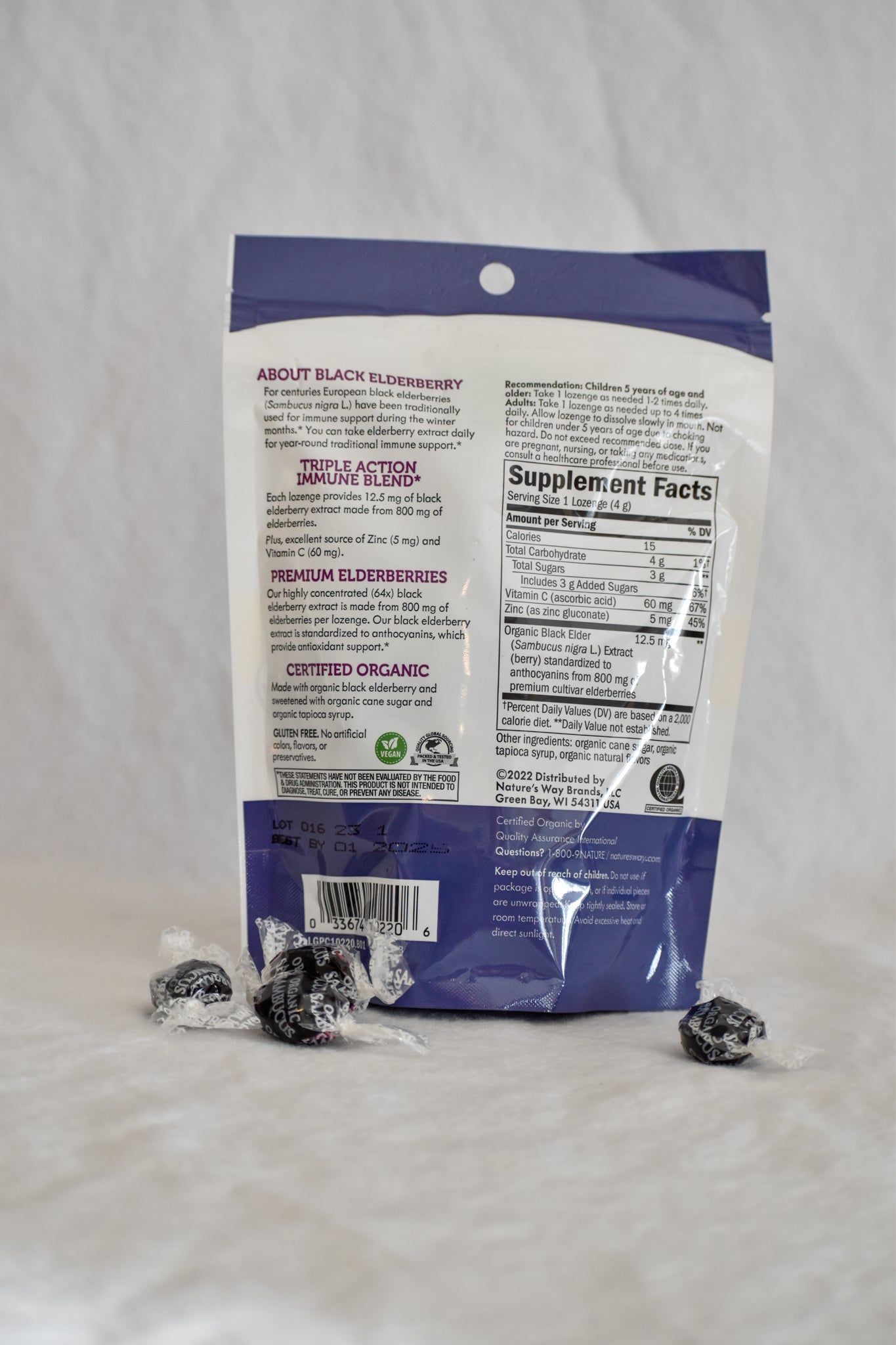 Elderberry Organic Zinc Lozenges